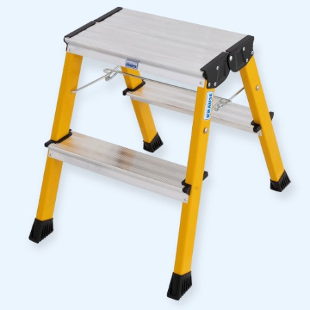 Двусторонняя алюминиевая складная стремянка подставка MONTO Rolly 2х2 желтая (130044)